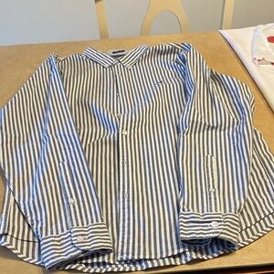 Hollister Gray and White Striped Casual Shirt